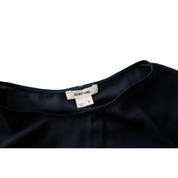 Helmut Lang Womens Petite Teal Blue Shirt Short Sleeve Front Pocket Nylon Blouse - Picture 5 of 9